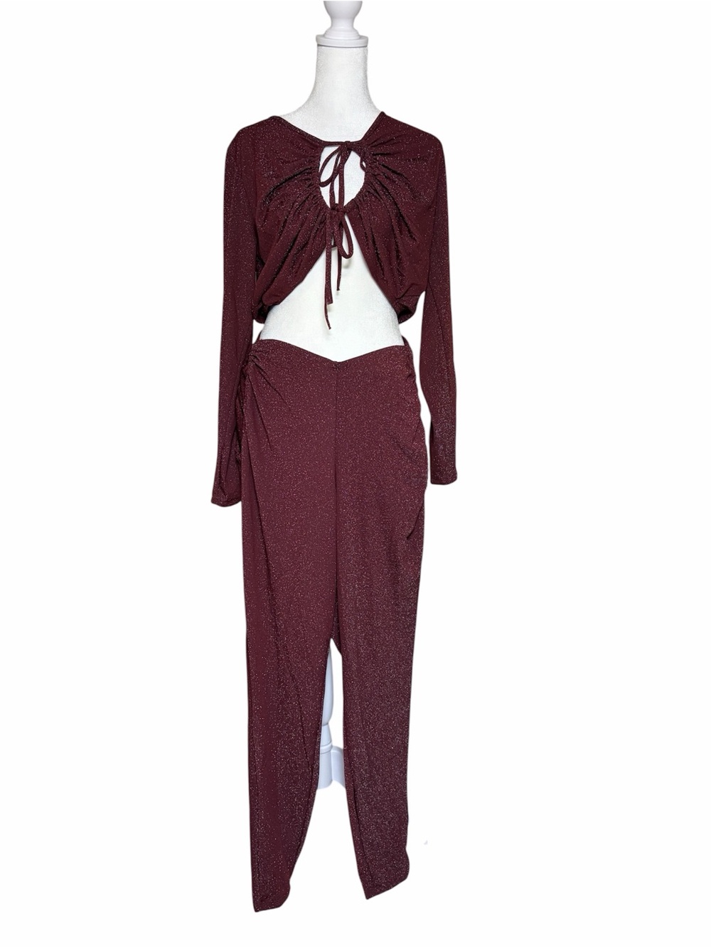 Savage Fenty Burgundy Two-Piece Jumpsuit Set